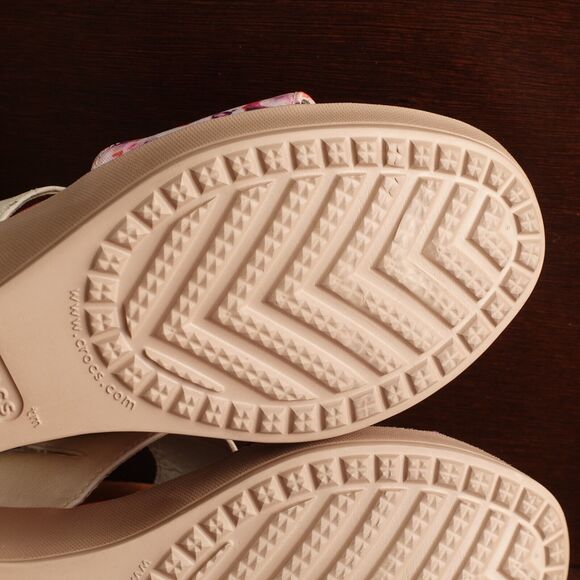 Crocs Sandals Womens Size 10 Pink Leigh II Wedge Slip On Floral Heels Shoes READ - Picture 16 of 16